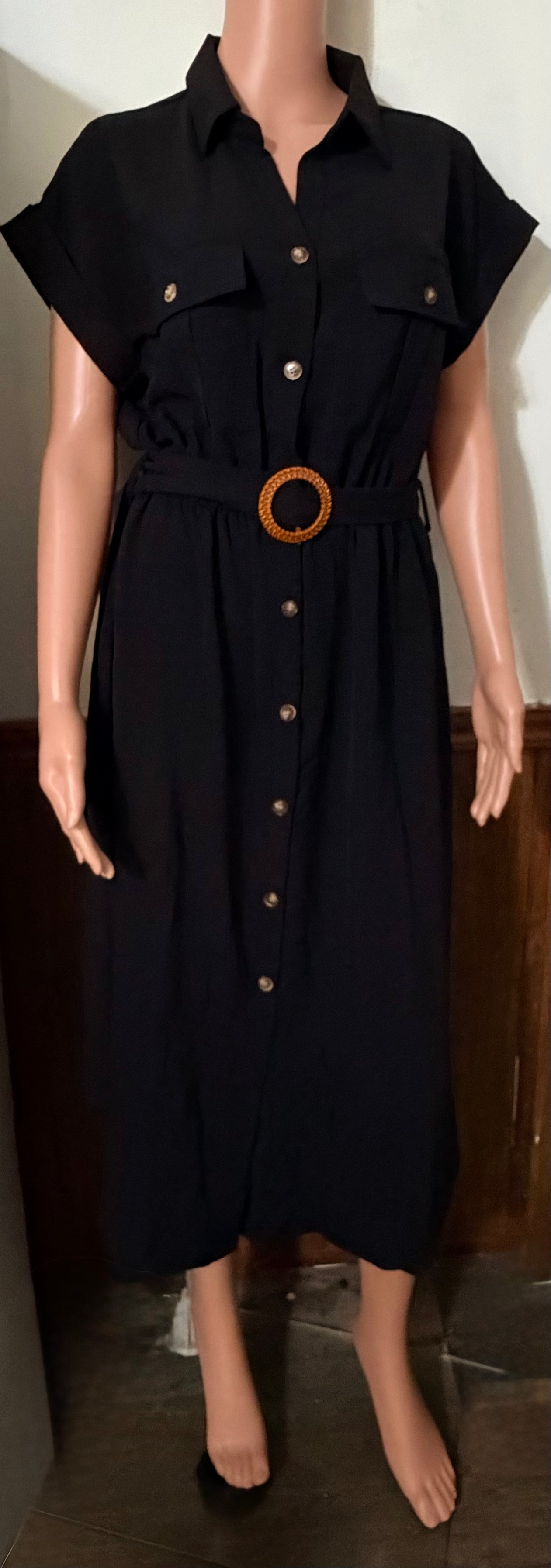 Short Sleeve Black Dress