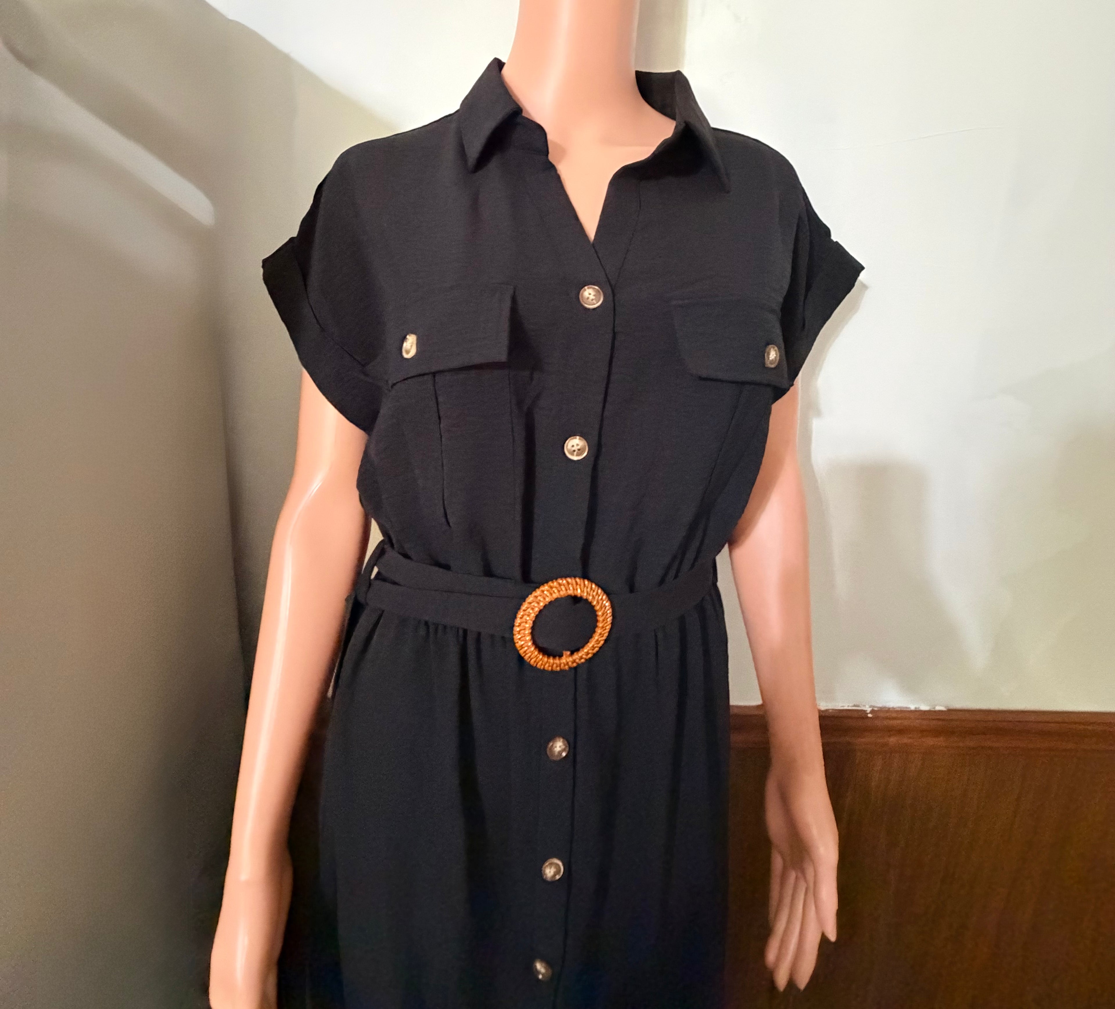 Short Sleeve Black Dress
