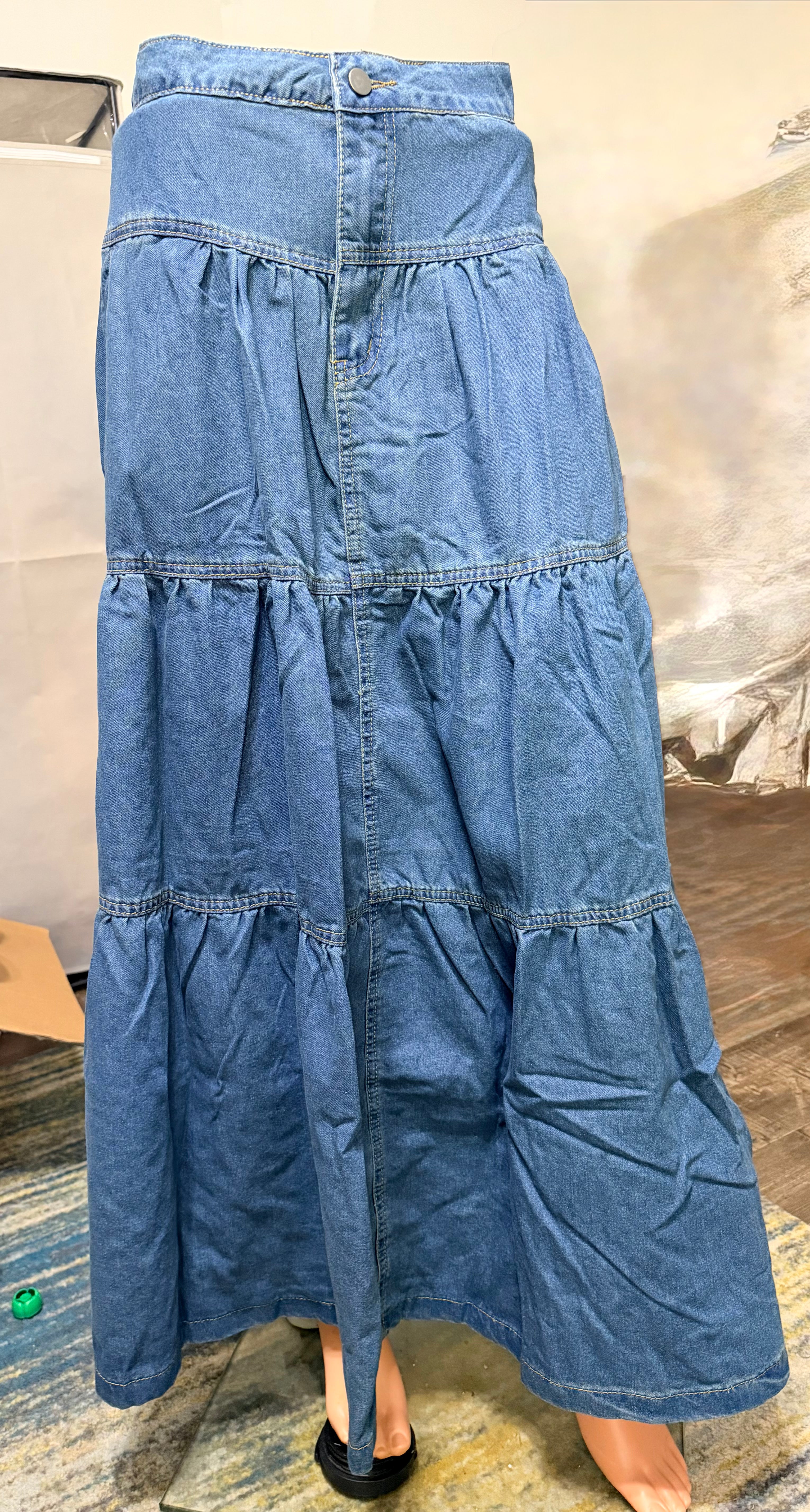 Long Blue Jean Skirt