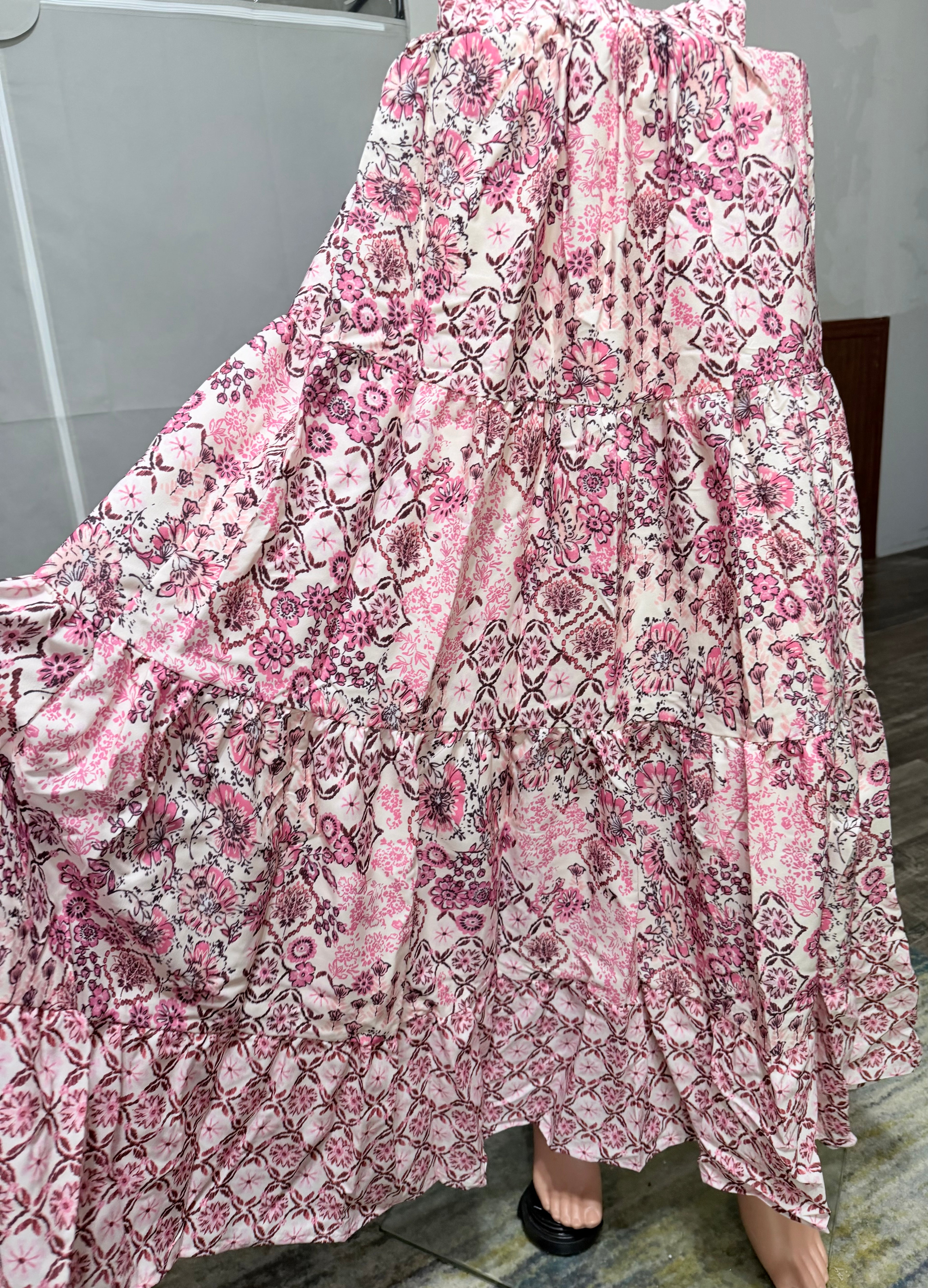 Floral Light Pink Long Skirt