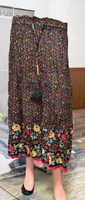 Black Floral Skirt