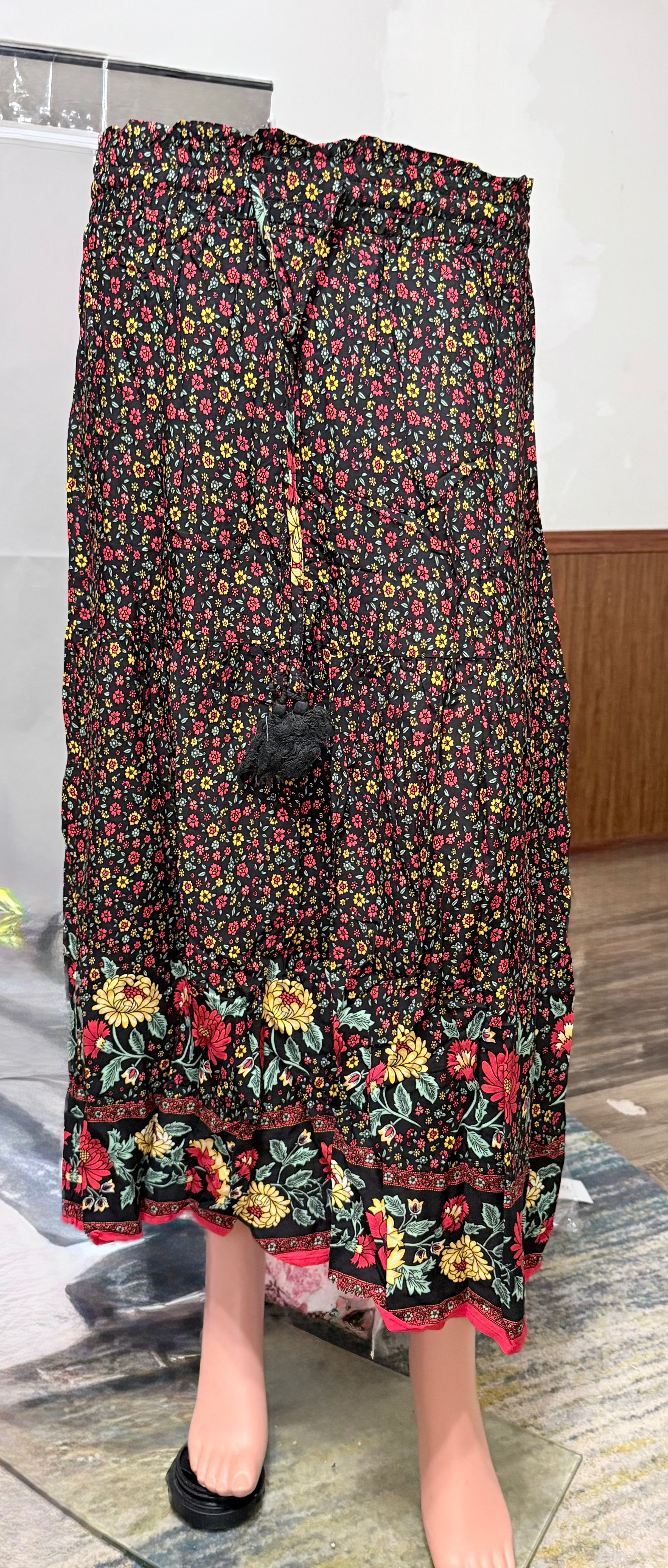 Black Floral Skirt